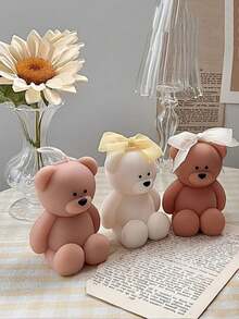 1 件手工制作的可爱迷你熊香薰蜡烛，创意装饰香薰蜡烛，圣诞节和情人节礼物，持久大豆蜡，适用于家居装饰、氛围派对、礼品、节日装饰、周年纪念礼物 - 彩色 - 查看 4