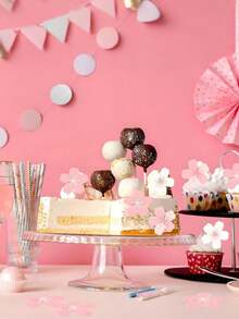 60pcs Sakura Cupcake Toppers, Wafer Paper Flower Cupcake Decorations, Suitable For Baby Shower, Wedding, Birthday Party Decor - Multicolor - View 6