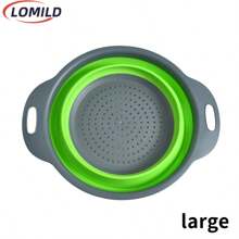 LOMILD - Cesta de drenaje plegable grande/pequeña, Cesta de lavado de frutas y verduras de cocina, Cesta de drenaje redonda de silicona de uso múltiple, Colador para lavar frutas para camping al aire libre, Utensilio de limpieza para comidas al aire libre, Herramienta de cocina para camping