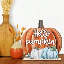 1 pièce Décoration pour table en bois à étages avec message "Hello Pumpkin" pour l'automne, décoration rustique d'automne, signe de récolte de citrouille pour la fête de l'action de grâce sur la table (sans le plateau)