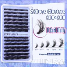 560 grupos de extensiones de pestañas postizas individuales rizadas tipo D, esponjosas y densas de 30D+40D/60D+80D, rizo D, estilo desflecado de 9-18mm, 560 piezas de pestañas postizas para DIY - D - Ver 15