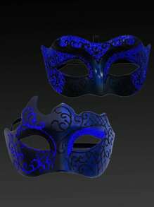2pcs Masquerade Masks For Couples,A Little Beauty's Painted Mask & Men Venetian Mask For Mardi Gras