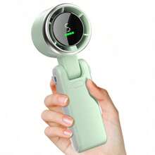 Portable Turbo Handheld Fan, Turbo Rechargeable Mini Fan, Foldable Strong Wind Turbo Fan, 5 Speeds, Battery Powered, Travel, Outdoor, Indoor Working Time Up To 4 Hours - Green - View 2
