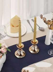 1pc Metal & Crystal Candlestick Holder, Suitable For Candle Light Dinner, Birthday Party, Friends Gathering, Home Decor, Tabletop Decoration,Christmas Decorations,Christmas Decor,Christmas Gifts,Room Decor