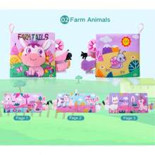 Soft Baby Book High Contrast Baby Toy, Touch And Feel Wrinkle-Free Cloth Book Baby Toy, 3D Animals, Made Of Fabric, Bright Colors, Christmas Stocking Filler Gift For Newborn Boys And Girls 0-6-12 Months