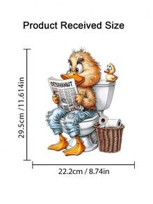 1 件 Quackie 可爱小鸭报纸阅读厕所贴花 - 防水自粘浴室贴纸，适用于陶瓷表面，动物主题，方形，可重复使用装饰贴花，适用于家庭必需品家居浴室装饰浴室地毯地毯秋季装饰浴室配件 - 彩色 - 查看 9