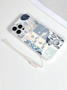 1 件白色 TPU 简约海洋元素拼贴图案防震手机壳和 1 件白色硅胶腕带，兼容 、Android 手机，例如 OPPO 等。 - 彩色 - 查看 5