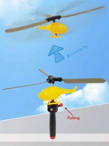 1/2/4/6/8/10/16/20 Sets Random Color Outdoor Pull Line Helicopter Toy Plane, Fly Small Plane, Teenager's Outdoor Games Sports Toys, Handle Pull Helicopter, New Year/Halloween/Christmas/ Birthday Gifts , Plastic Toy, Party Small Gift, Stress Relief Toy, Decompression Toy, Indoor/Outdoor Activity