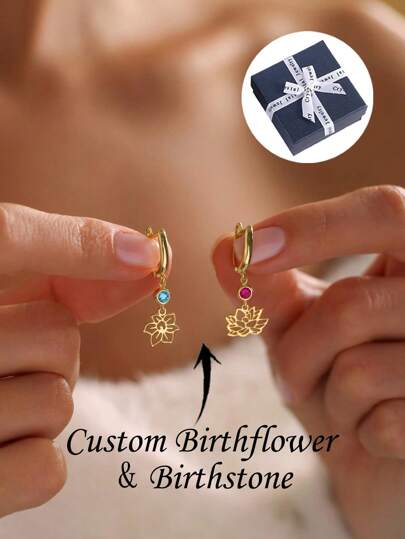 Custom Dainty Birth Flower And Birth Stone Necklace, Birth Flower Bouquet Necklace, Grandma Gift, Birth Flower Jewelry, Birth Flower Family Gift, Mother's Day Gifts