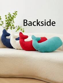 1 pieza Funda de almohada decorativa con ballena bordada de color azul marino, adecuado para decoración interior, funda de almohada de forma irregular para todas las estaciones, se vende sin relleno - Azul Marino - Ver 8