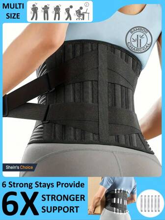 Breathable Lumbar Support Belt With 6 Stays For Men & Women - Anti-Skid Design For Work, Home Gym Gym Accessories Fajas Lumbares