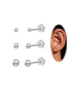 Flower Flat Back Earrings For Women, 14K Gold Cartilage Earring Tragus Helix Small Hypoallergenic Titanium Steel Screw Back Earrings CZ/Ball/Pearl/Dot/Heart/Cross/Butterfly Stud Earrings Jewelry Gift For Her