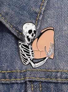 1PC Funny Skeleton Enamel Pin Humorous Brooch Pines Lapel Pins Badge On Backpack Clothing Accessories Jewelry Gifts