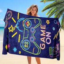 1pc Large Size Microfiber Game Console Pattern Design Beach Towel, Beach Towel, Soft And Comfortable, Holiday Gift, Vacation Must Have, Gift For Son Daughter