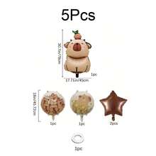4pcs/5pcs/6pcs Capybara And Star Happy Birthday Balloon Set, Suitable For Animal Theme Party, Birthday Party Supplies - Multicolor - View 12