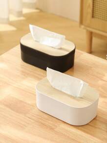 1pc Bamboo Wood Tissue Box, Minimalist Wooden Cover Tissue Box For Home And Car Use, Paper Storage Box.Living Room Desktop Storage, For Hotel/Office For Public Restroom Home Decor, School Supplies Bathroom Accessories Bathroom Organizer Back To School
