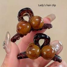 2 Stück leuchtend bernsteinfarbene süße Kirsche Design Haarclips, Seitenpony Haarklammer, Damen Haarschmuck Sommer Haargreifer