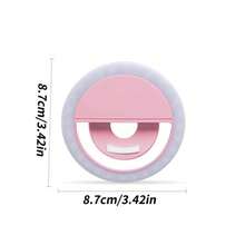 1个便携式圆形自拍补光灯，自拍环形灯，迷你夹式补光灯，LED自拍补光灯，手机自拍灯，适用于手机和电脑，可用于化妆、Zoom会议、直播、Vlog拍摄，完美自拍和视频通话，150mAh