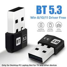 USB Bluetooth Adapter, 5.3 Bluetooth Adapter For PC, Plug & Play For Windows 11/10/8.1, Bluetooth Receiver & Transmitter Only Compatible With Desktop Laptop For Keyboard/Mouse/Headphone/Speakers/Printer