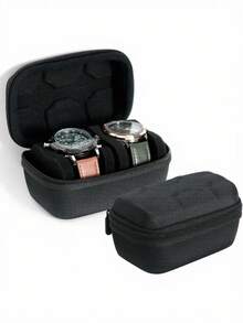 1 件黑色优质耐用旅行表壳 - 四孔 - 小巧防刮，兼容 Apple 智能手表 - 为注重时尚的旅行者提供完美的出行保护（不含手表）