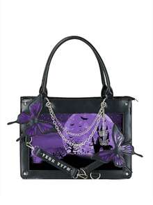 1 pieza Bolso de mujer de gran capacidad con decoración de cadena de mariposa estilo japonés, bolso gótico lolita con telaraña oscura, la mariposa es desmontable, bolso transparente con decoración de estilo lindo de chica, bolso punk, bolso de hombro de mujer estilo anime DIY, bolso de viaje, cartera de mujer, bolso de mujer, bolso cruzado de moda versátil de alta calidad, bolso Ita, adecuado para exhibir accesorios de anime, uso diario, escuela, fiesta, regalo - Multicolor - Ver 10