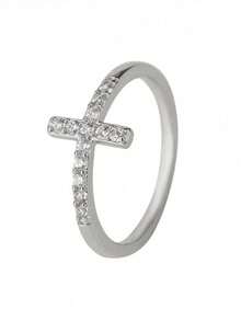 rundraw 1pc Elegant Commitment Ring, Fashionable Silver/Gold Color Cross Design Inlaid With Sparkling Cubic Zirconia Engagement/Wedding Ring, Luxury Shiny Bridal Jewelry - Gold - View 7