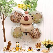 4pcs/5pcs/6pcs Capybara And Star Happy Birthday Balloon Set, Suitable For Animal Theme Party, Birthday Party Supplies - Multicolor - View 7