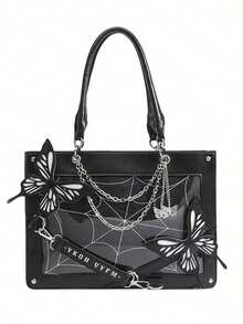 1 pieza Bolso de mujer de gran capacidad con decoración de cadena de mariposa estilo japonés, bolso gótico lolita con telaraña oscura, la mariposa es desmontable, bolso transparente con decoración de estilo lindo de chica, bolso punk, bolso de hombro de mujer estilo anime DIY, bolso de viaje, cartera de mujer, bolso de mujer, bolso cruzado de moda versátil de alta calidad, bolso Ita, adecuado para exhibir accesorios de anime, uso diario, escuela, fiesta, regalo - Multicolor - Ver 19