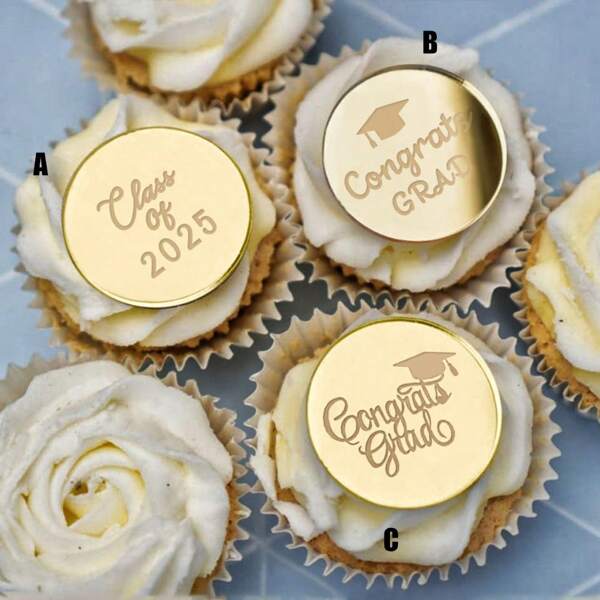 5 pièces/10 pièces/20 pièces Décorations de gâteau dorées en acrylique 2025 Félicitations Classe De, pour les célébrations de remise des diplômes, les fêtes universitaires