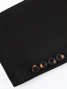 Men's Business Formal Single Button Lapel Neck Simple High-End Suit Jacket - Black - View 9