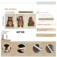 Cute Bear 1 Or 3 Nursery Wall Art Set: 3 PiecesForest Theme Nursery Decor With Hand Painted Brown Bears And Blush - Unisex Scandinavian Nursery Prints - Multicolor - View 22