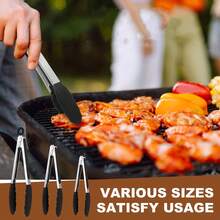 600ºF Heat Resistant Kitchen Tongs, Premium Locking Cooking Tongs With Silicone Tips, Non-Slip Food Tongs For Cooking, Non-Stick, Heavy Duty Stainless Steel Handle, Set Of 3-7" 9" And 12" - Multicolor - View 5