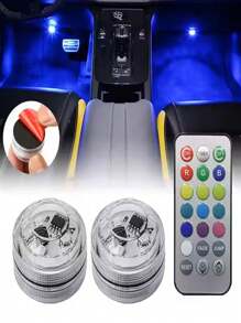 Kfz LED Atmosphärenbeleuchtung Fußraumbeleuchtung Innenraum kabellose Fernbedienung Dekorationsleuchten kabellose farbige Beleuchtung, RGB Mini kabellose selbstklebende LED Innenraum Ambiente Licht Fernbedienung Dekoration Auto Dach Fuß Atmosphäre RGB Unterwasser Aquarium Lampe farbig für Kfz, Raum, Pool (Fernbedienungsstil ist zufällig)