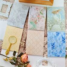 50 Sheets/Book Craft Paper Material, White Seasonal Floral Series DIY Decoration Scrapbooking Paper, Butterfly Package Paper Decoration Background Paper, Children Gift