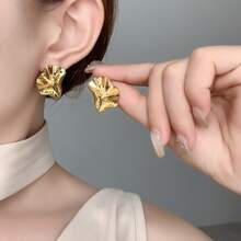 Natural Geometric Earrings | Asymmetrical Artistic Accessory | Modern And Sophisticated Feminine Style - Vàng - Xem 3