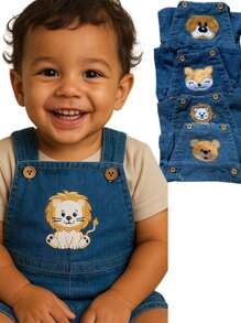 Jardineira Macacão Short Jeans Moda Infantil Menino Baby