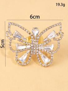 1 Stück eleganter Schmetterlings-Design Strass Insekten-Ring, vielseitiges Accessoire
