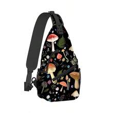 Mushroom Forest Full-Print Chest Bag Fanny Pack - Black - View 2