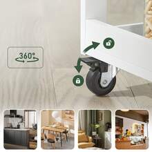 SoBuy Troli dapur 1 pintu dan 3 rak kayu kaca warna putih - Putih - View 7