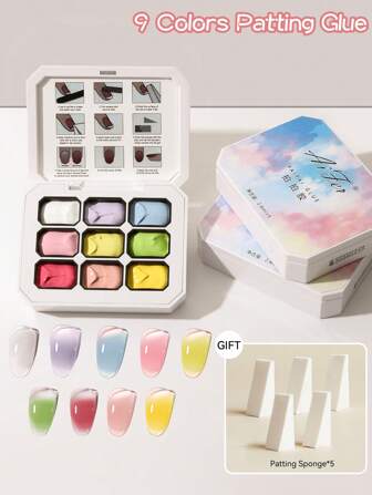 AiFer 9 Colors Patting Glue High Saturation Popular Semi-Solid Gel Nail Polish For Art Nail Salon Special