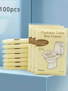 10/50/100 pièces Housses de siège de toilette jetables pour le voyage - Housses de siège de toilette portables pour les voyages et les hôtels, grande taille, imperméable, couvre-siège de toilette jetable universel en papier, décoration de salle de bain d'été