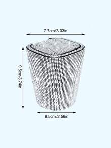 1pc Car Accessories Studded Car Ashtray Fashion Led Lamp Multifunctional Car Creative Car Ashtray For Men And Women/Luxury Rhinestone Ashtray, With Cover, Portable Ashtray-Free Hot Drilling Car Ashtray/Applicable Holiday Gifts - Multicolor - View 9