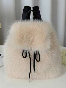 1pc Elegant Plush Fashion Travel Backpack, Large Capacity Cute Backpack, Mini Cute Fluffy Backpack, Fashion Plush Travel Daypack, Lovely School Knapsack For Girls Women, Perfect Birthday Gift, Lightweight Fashionable Crossbody Bag.Portable Personalized Shoulder Bags. ,University Bag - Multicolor - View 7