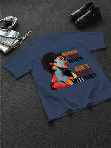 Inspirational Quote Lauryn Hill Men's Graphic T-Shirt 100% Cotton Tops - 藍色 - 查看 2