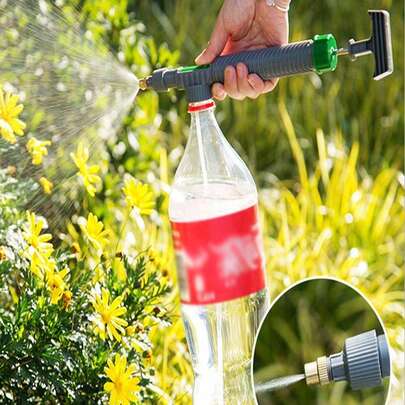 1 pezzo Spruzzatore manuale ad alta pressione con ugello regolabile, pompa manuale a pressione d'aria, attrezzo per irrigare il giardino, in plastica, senza batterie, portatile, annaffiatoio a pompa a pressione per innaffiare in modo efficiente piante e applicare fertilizzanti, irrigazione del giardino, ugello regolabile, in plastica durevole