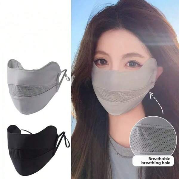 1pc UPF50+ Breathable Sunscreen Face Mask, Adjustable Ear Loops, Ventilation Holes, Suitable For Summer Women's Sun Protection