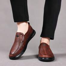 Men's Business Casual Lace-Up Leather Shoes, Anti-Slip Wear-Resistant Breathable Formal Dress Shoes For Wedding