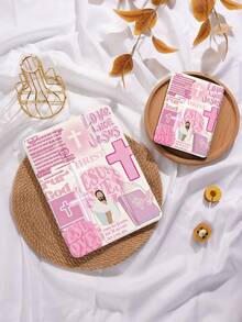 粉色耶稣基督十字架拼布图案保护套，兼容 iPad 10 代、iPad 7/8/9（10.2 英寸）、Galaxy Tab A9 Plus（10.95 英寸），带笔槽/防摔/自动休眠/唤醒功能 - 彩色 - 查看 9