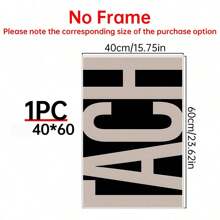 1pc Letter TACH Canvas Art Print-Modern Art Decoration Classic Style Wall Decoration, Suitable For Home Office, Bathroom, Living Room, Bedroom-Ink Printed Letter Art Poster, Suitable For Indoor/Outdoor-Art Seasonal Spring And Summer Wall Art Decoration.