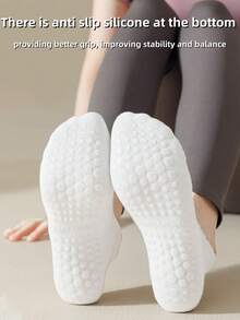 3 pares de calcetines de yoga sin deslizamiento para mujer en negro, blanco y rosa, apropiados para pilates, ballet, yoga, gimnasio y deportes - Multicolor - Ver 3